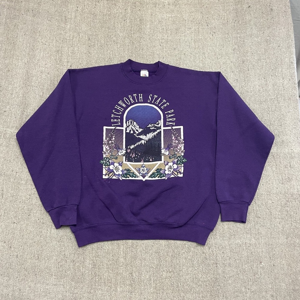Vintage Letchworth State Park Sweatshirt Men XL Purple 1990s Fruit of the Loom